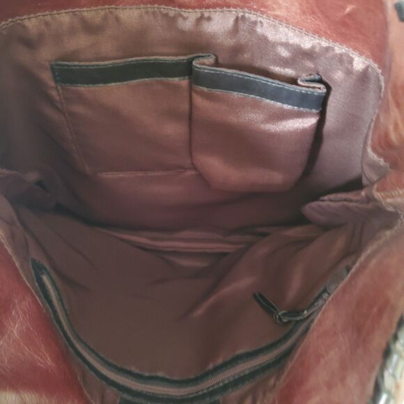 Anthony Luciano Wine Leather Tote Shoulder Bag Charm Penny Woven Trim Straps Lg - Picture 16 of 16